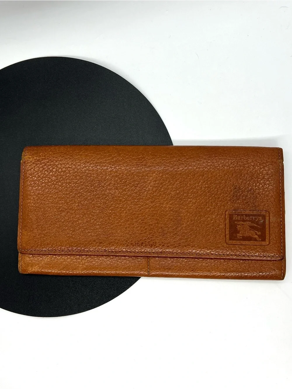 Vintage Burberrys Brown Leather Continental Long Wallet Nova Check England